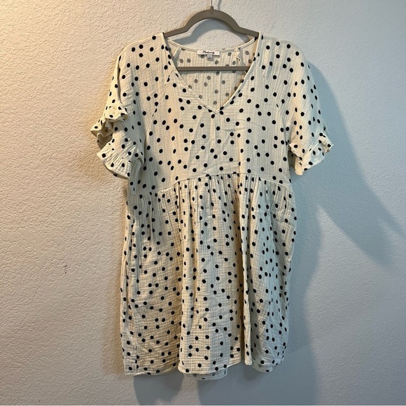 Women’s Madewell Light-spun Ruffle-Sleeve Babydoll Dress In Dot Toss size S - Picture 2 of 7